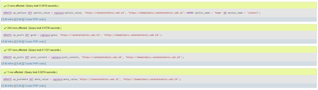 Mengubah Domain WordPress - phpMySQL 2